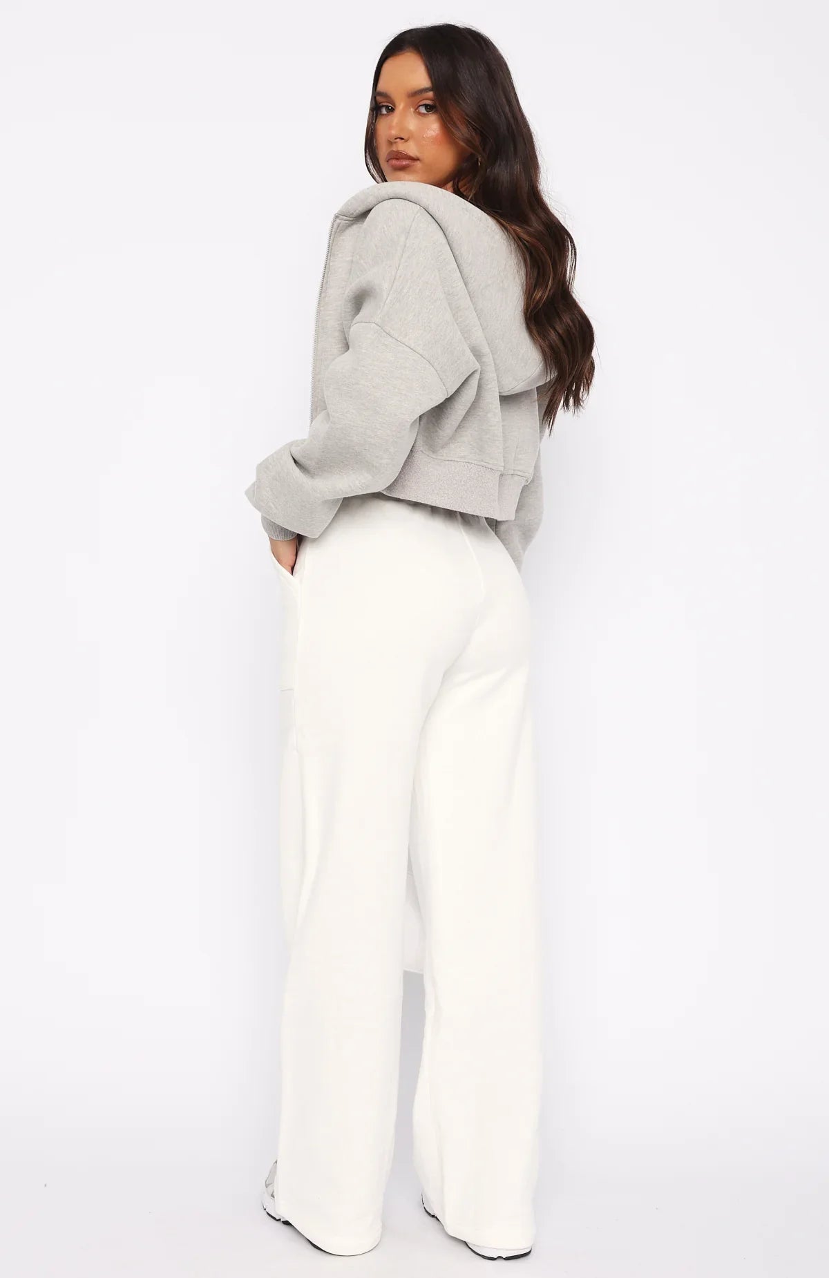 Youd Love It Here Wide Leg Sweatpants White