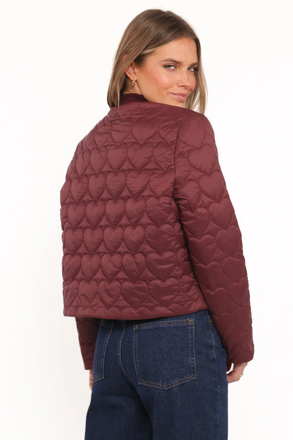 Genevieve Quilted Bomber Cherry