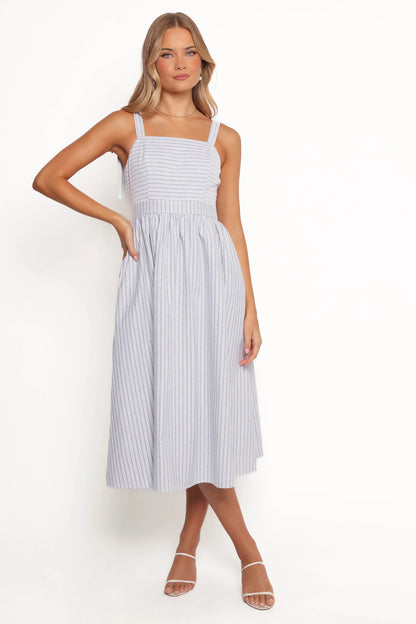 Johanna Midi Dress Grey White