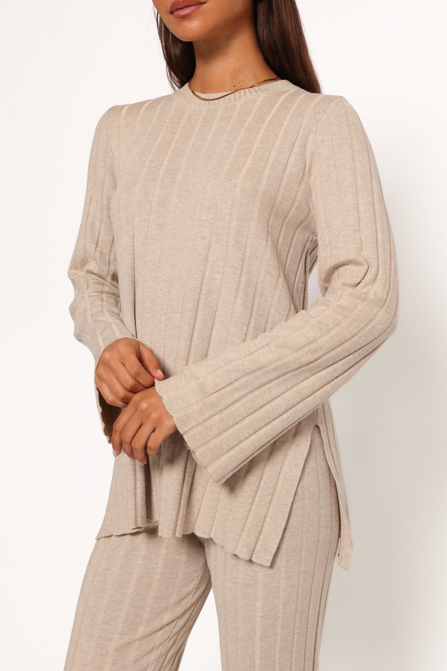 Silvie Long Sleeve Knitted Set Oatmeal