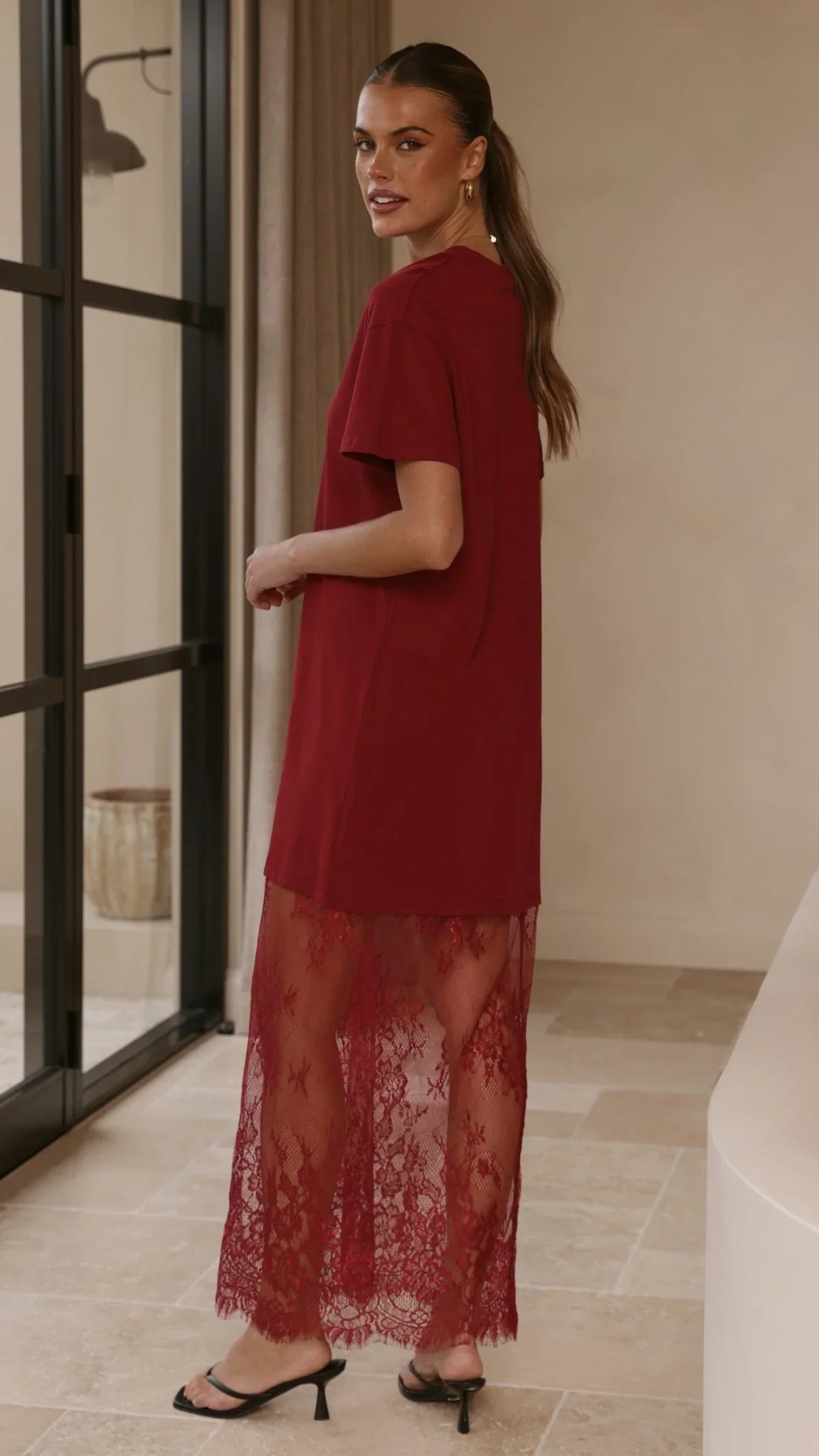 Adora T Shirt Maxi Dress Wine