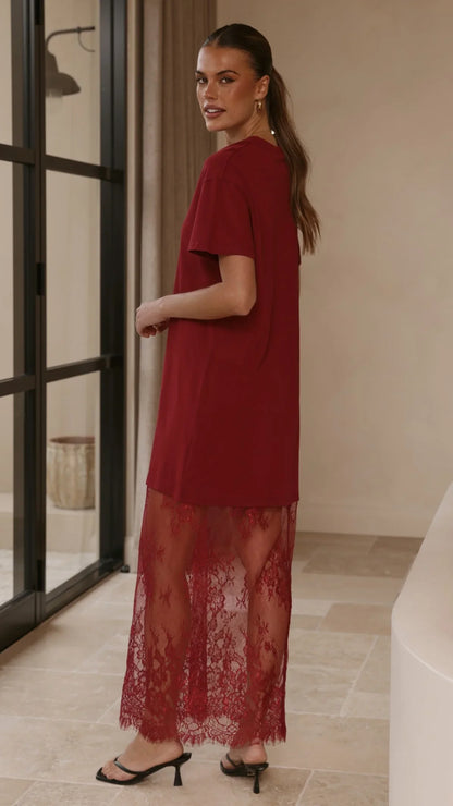 Adora T Shirt Maxi Dress Wine