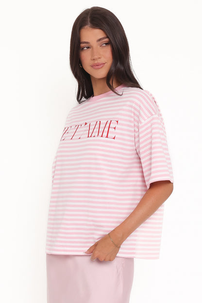 Marly Je TAime Tee Pink Stripe