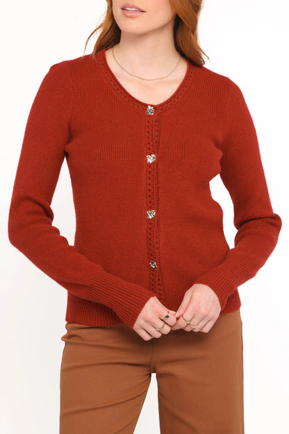Quay Button Front Cardigan Red