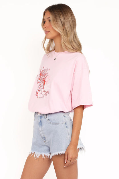 Alanna Cowgirl Club Graphic Tee Pink