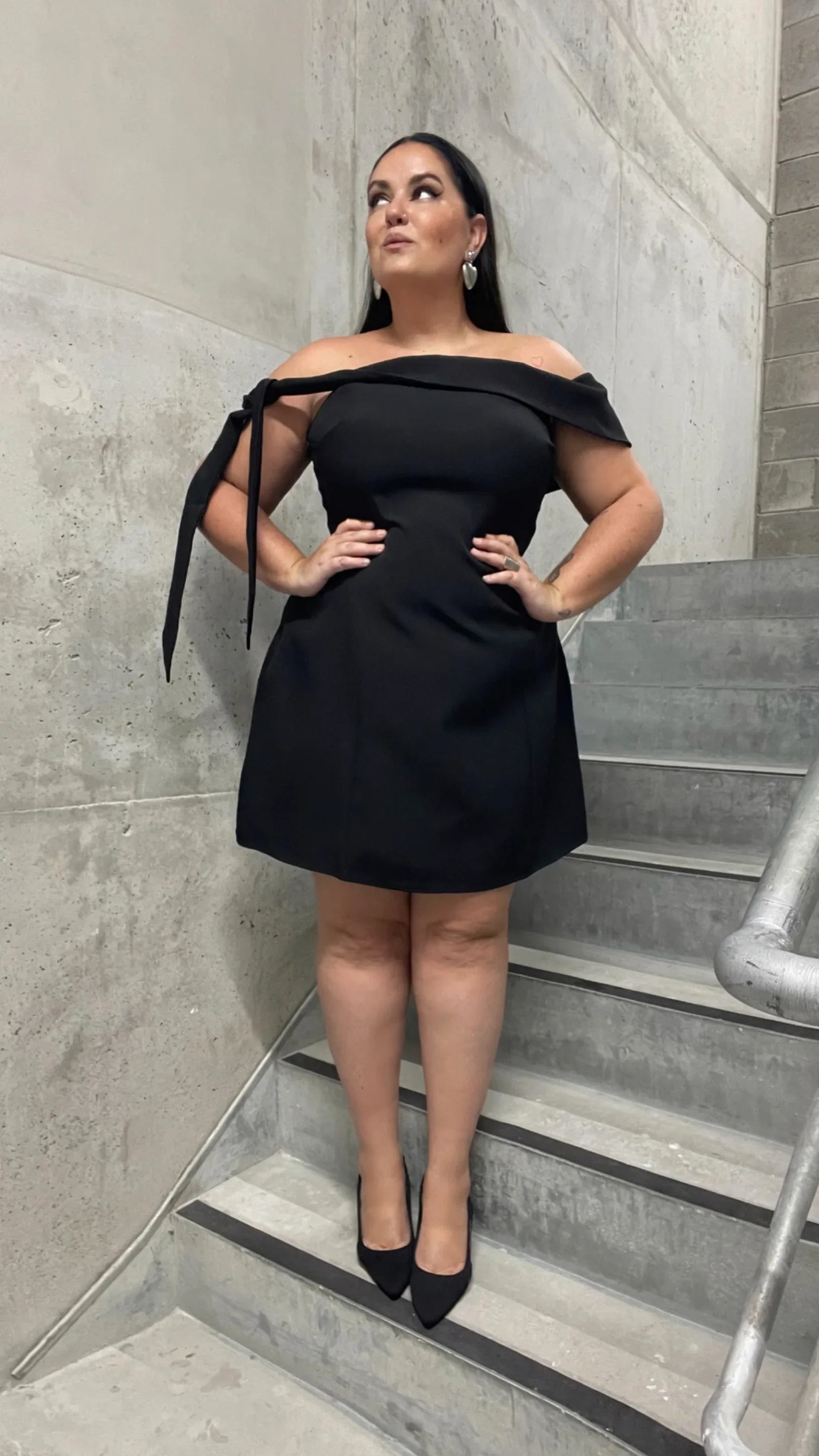 Halen Off Shoulder Mini Dress Black