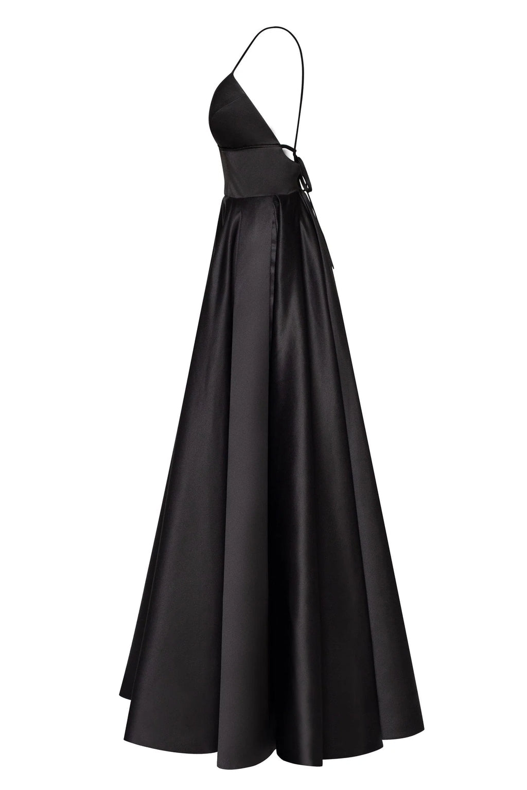 Black Spaghetti strap ball dress with open back