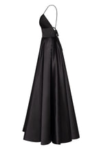 Black Spaghetti strap ball dress with open back