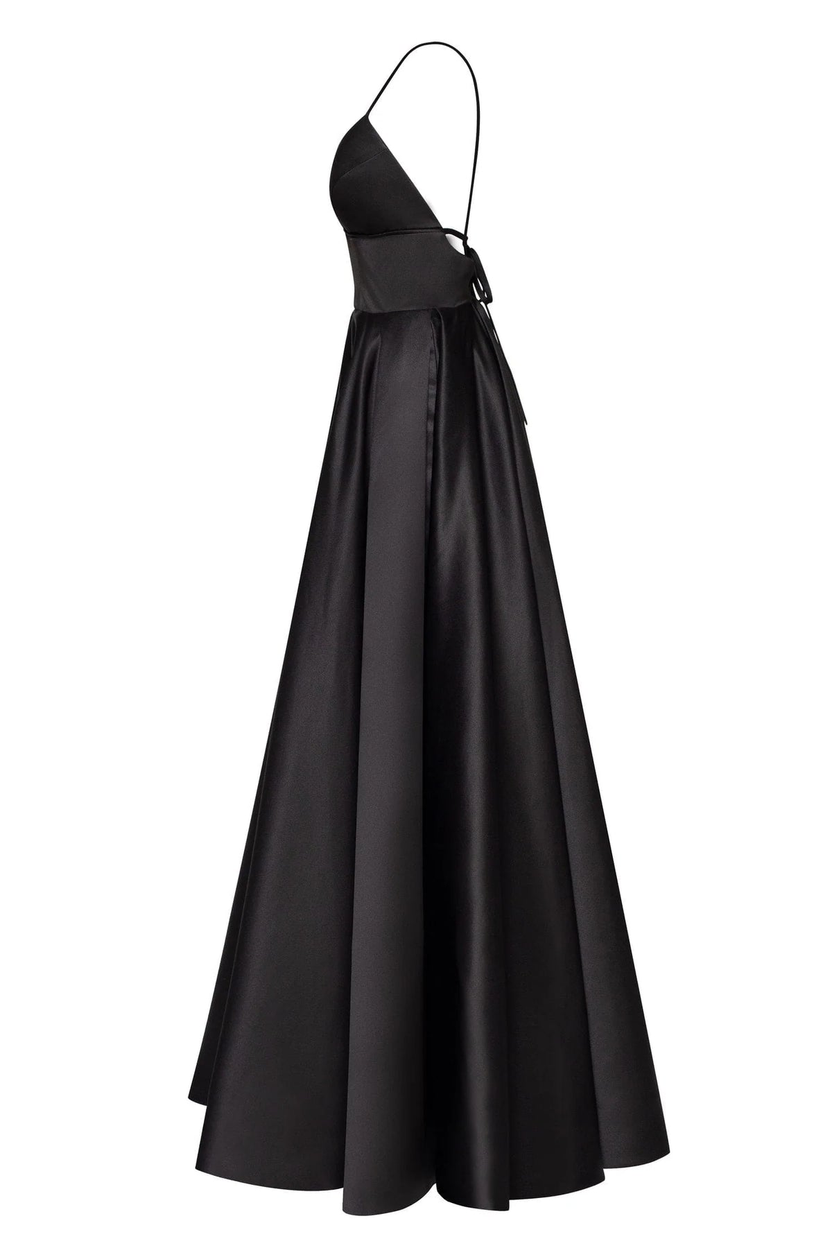 Black Spaghetti strap ball dress with open back