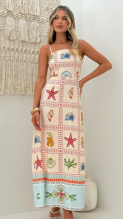 Zelena Strapless Maxi Dress Penida Print