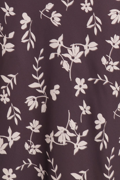 Zafira Midi Dress Brown Cream Floral