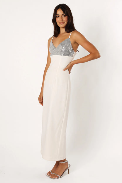Kylie Slip Dress White Silver