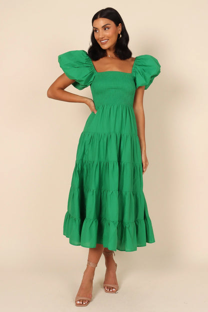 Morgan Tiered Dress Green