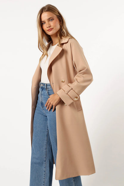 Cayenne Contrast Binding Trench Coat Camel