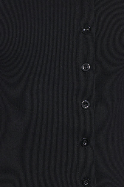 Agatha Asymmetrical Knit Top Black