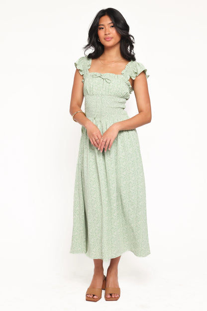 Bronte Midi Dress Green Floral