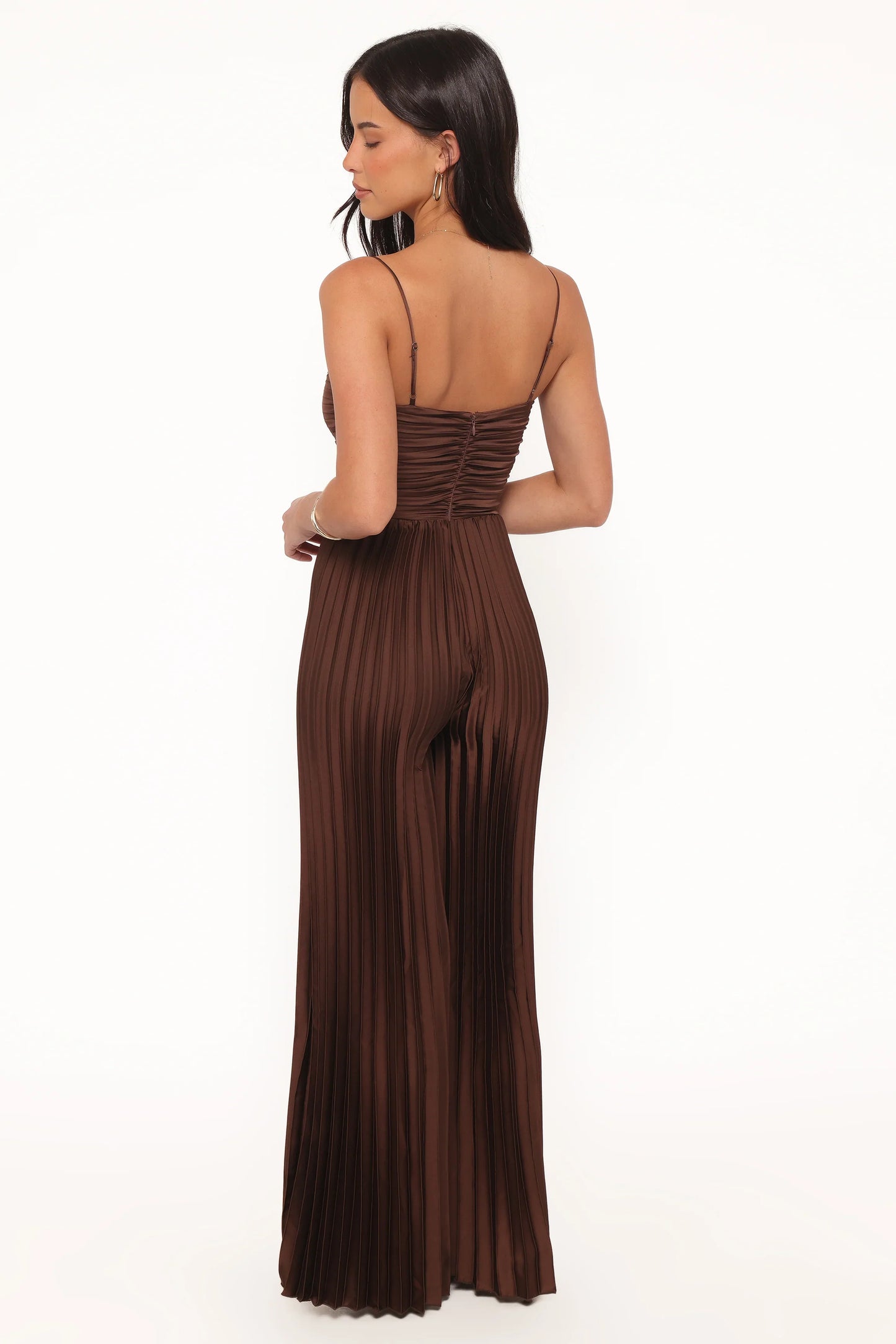 Angelique Pleated Jumpsuit Chocolate Brown