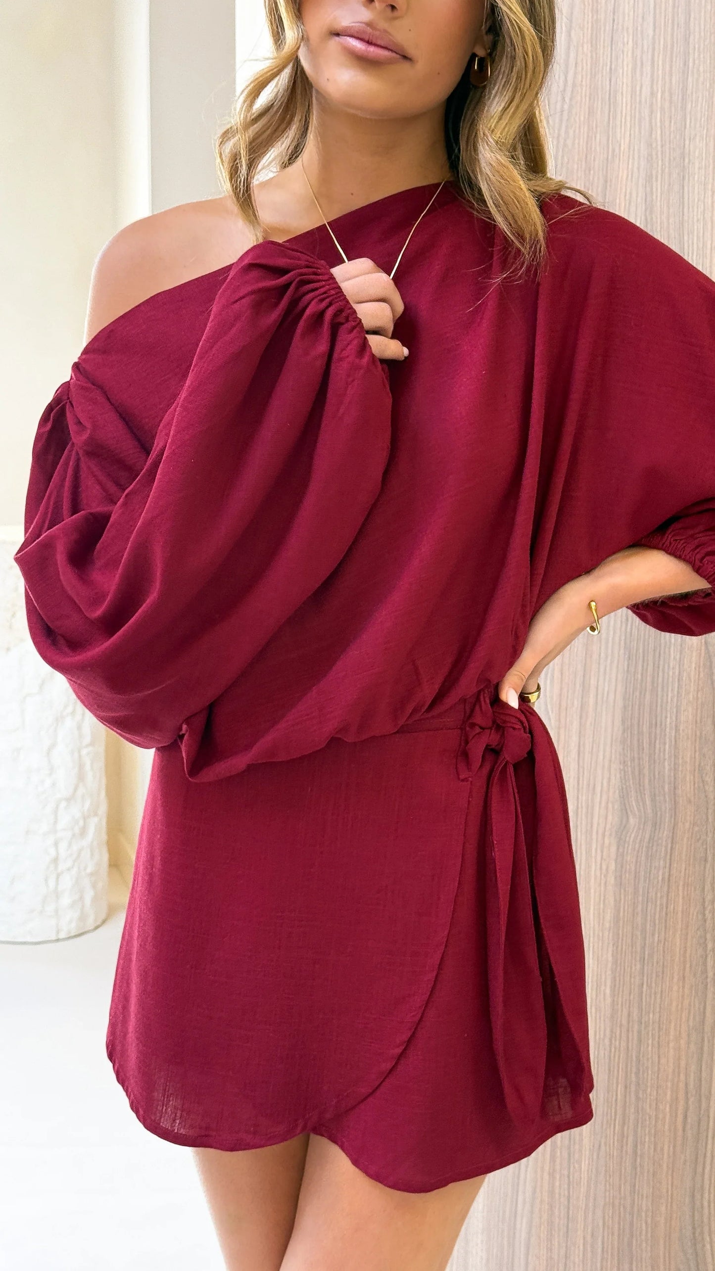 Katara Off Shoulder Top Burgundy