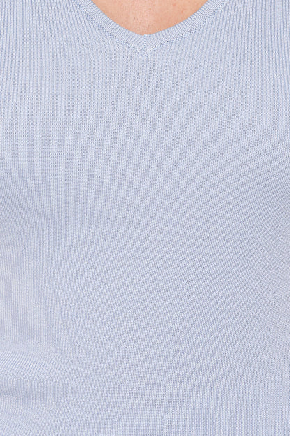 Tori Side Cinch Knitted Top Light Blue