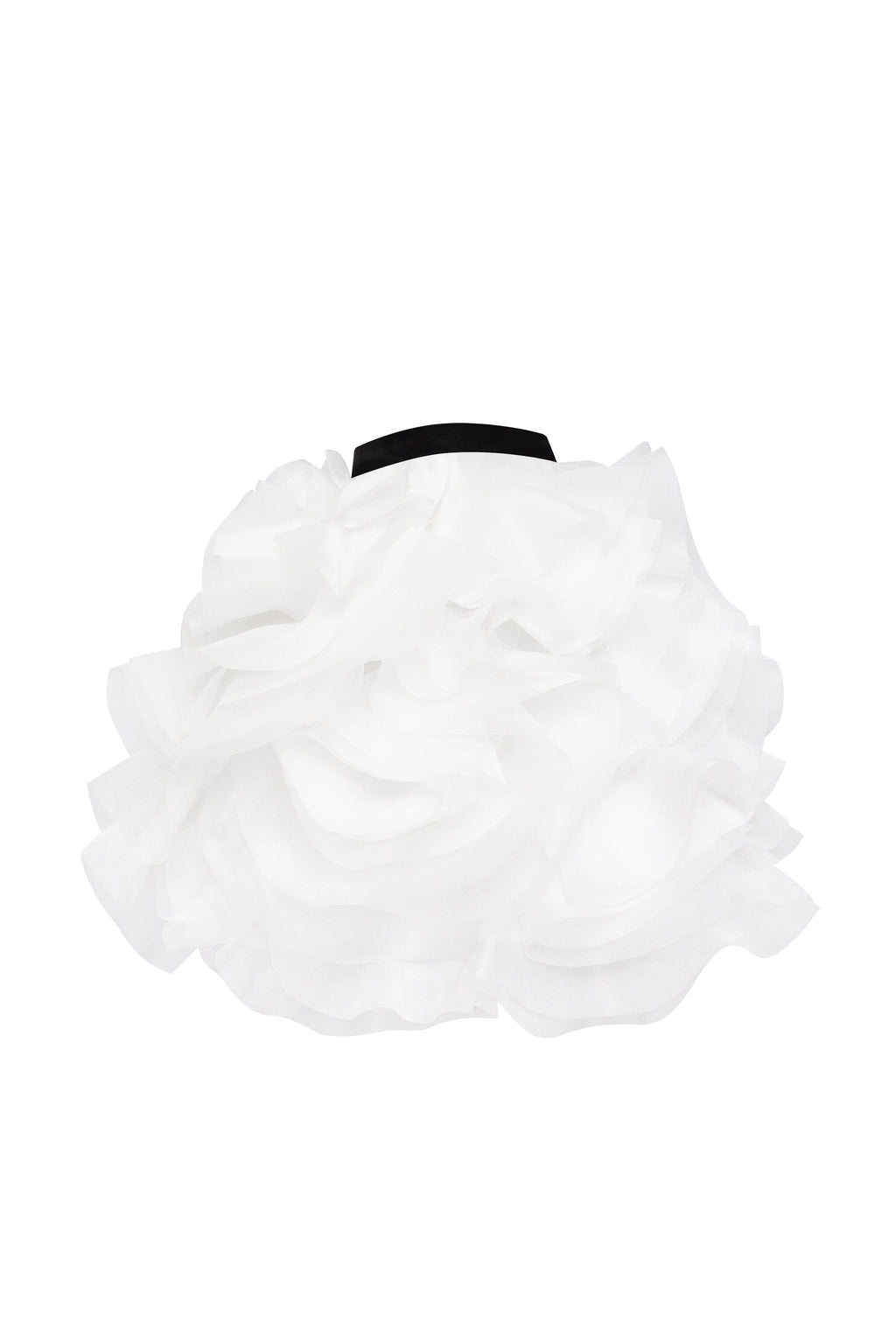 Danceable mini skirt with ruched flower appliques in white Midnight Walk