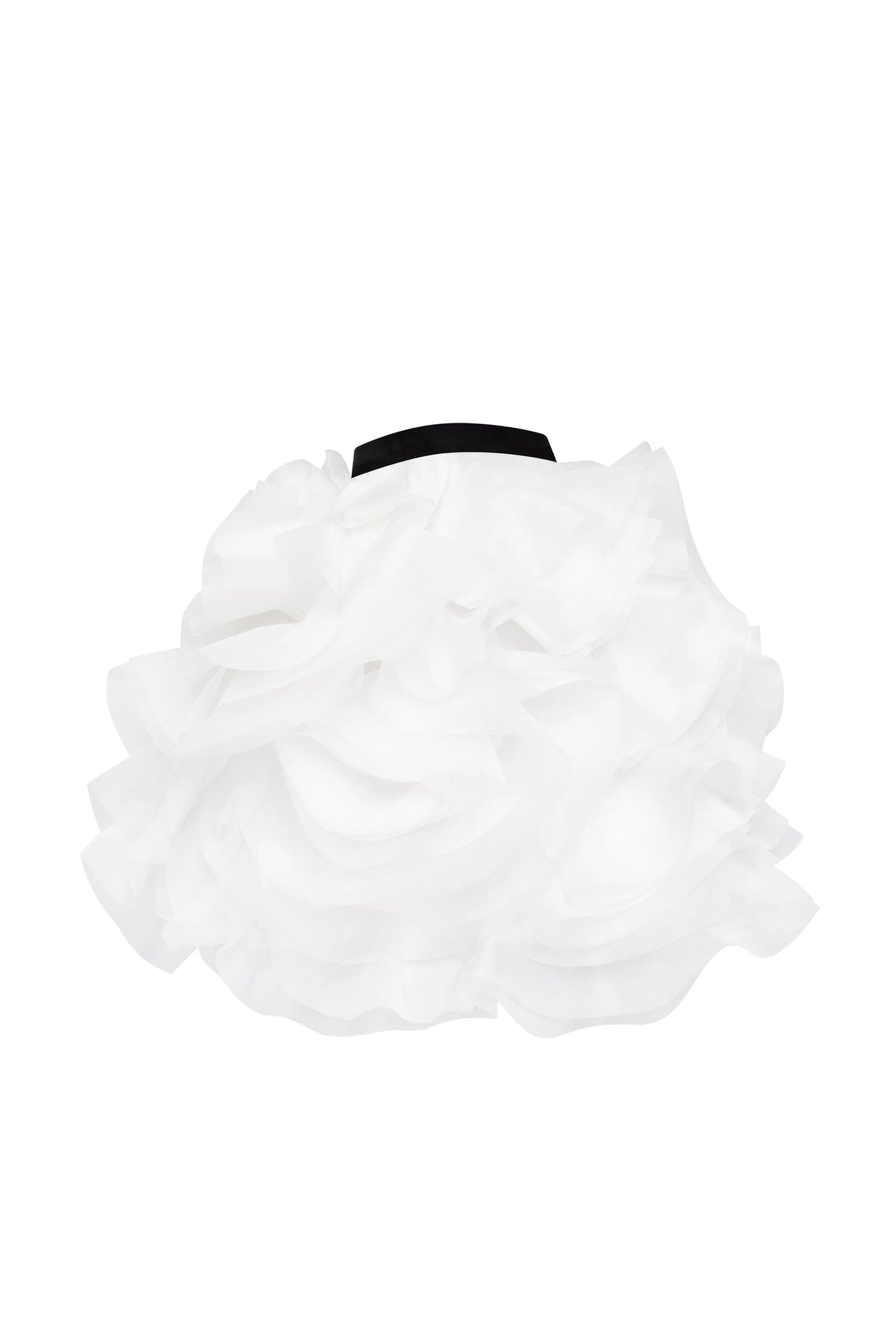 Danceable mini skirt with ruched flower appliques in white Midnight Walk
