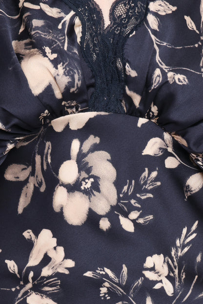 Laurent Midi Dress Navy Cream Floral