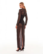 Crystal embellished striking maxi dress