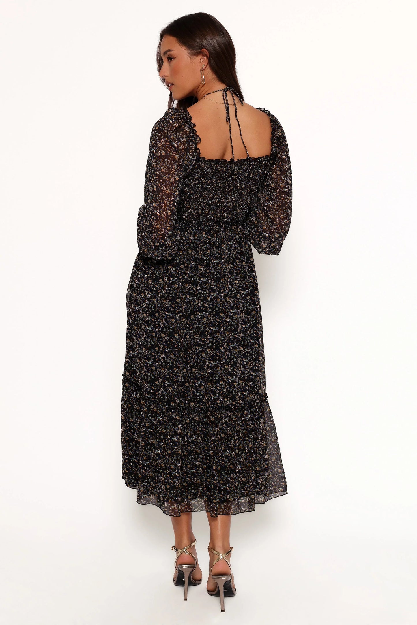 Keziah Long Sleeve Maxi Dress Navy Ditsy Floral