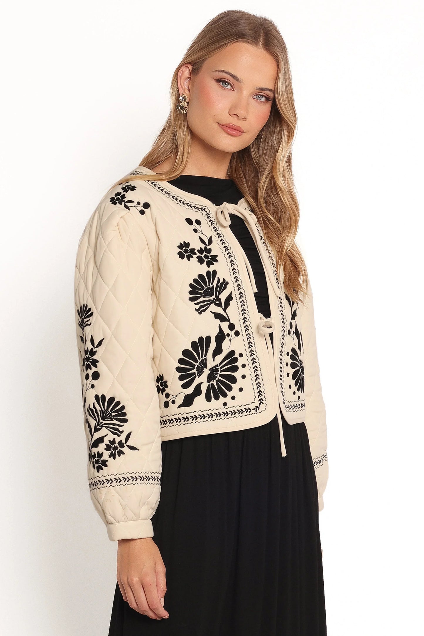 Vako Quilted Embroidered Jacket Light Taupe