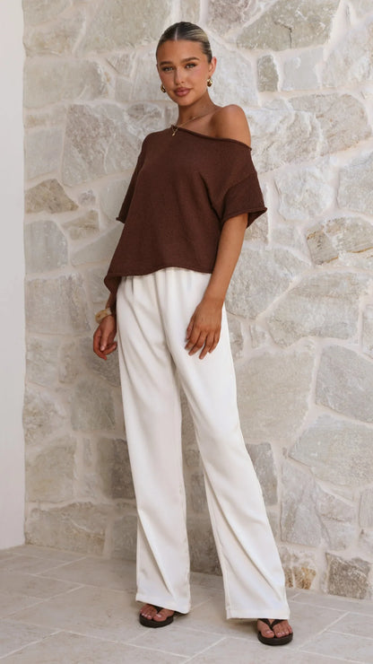 Blair Off Shoulder Tee Chocolate