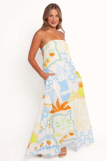Kaelani Strapless Maxi Dress Multi Print