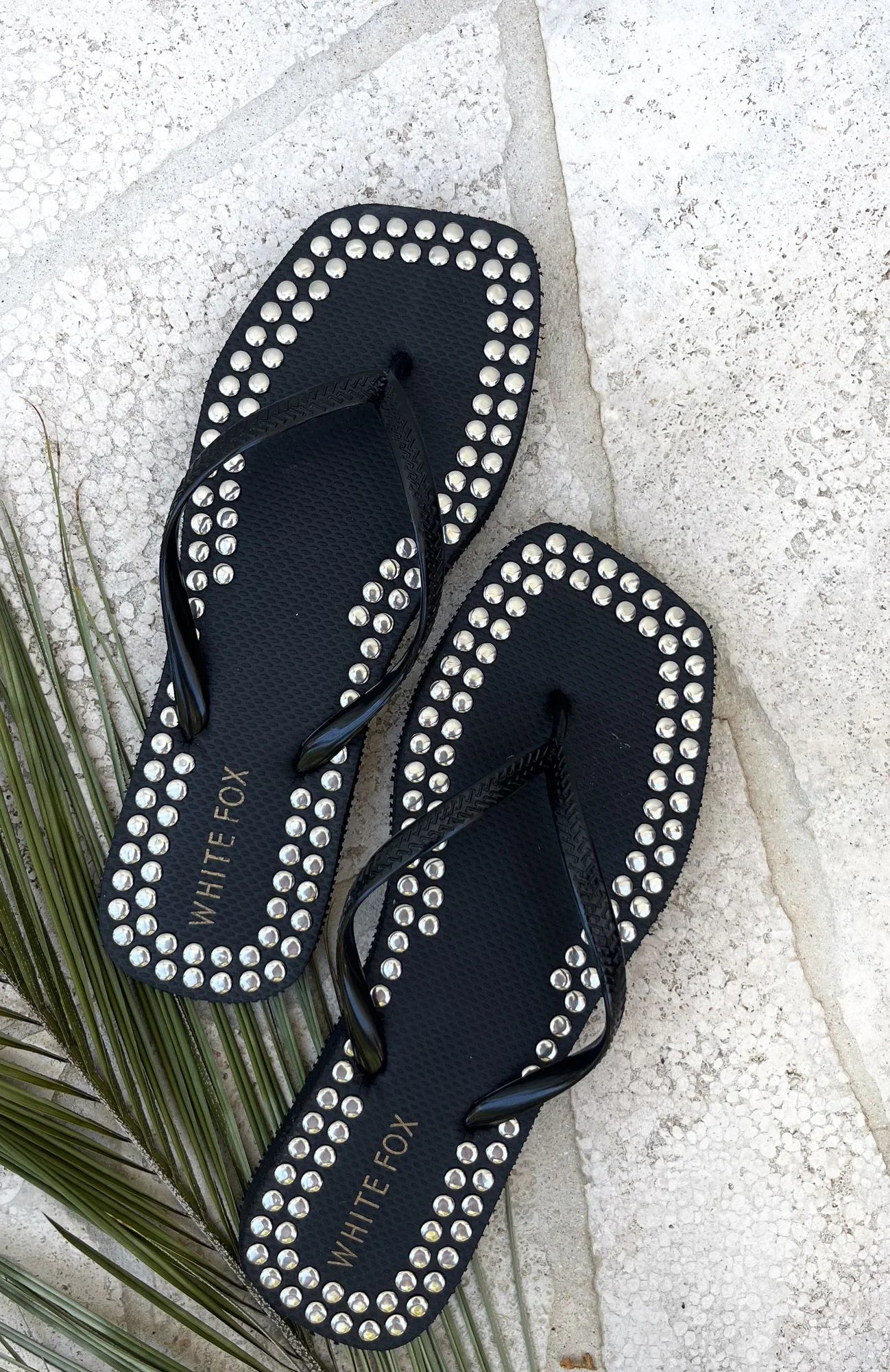 Eyre Studded Thong Sandals Black