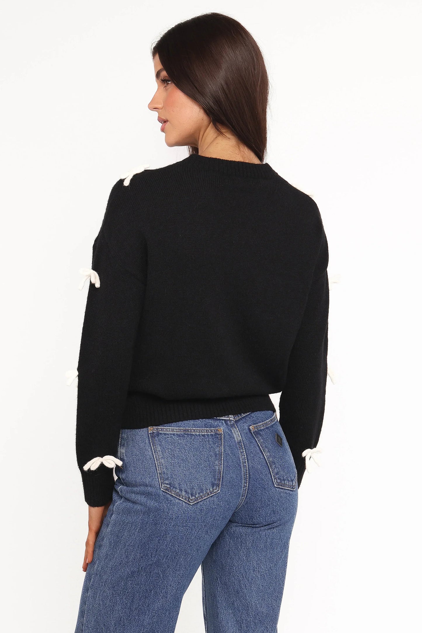 Voss Bow Knit Sweater Black