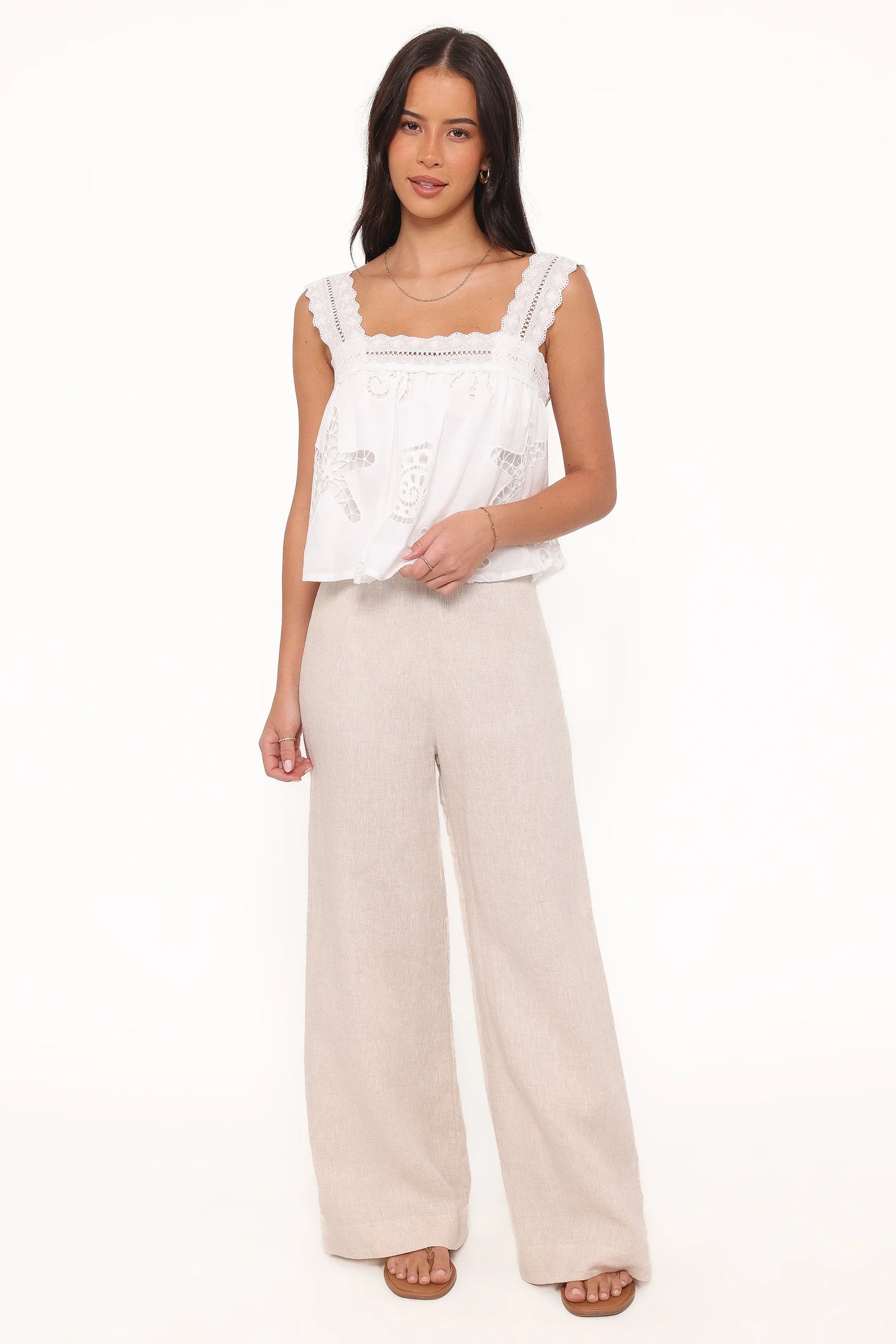 Aideen Eyelet Top White Shell