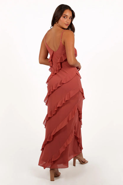 Ciao Ruffles Maxi Dress Rosewood