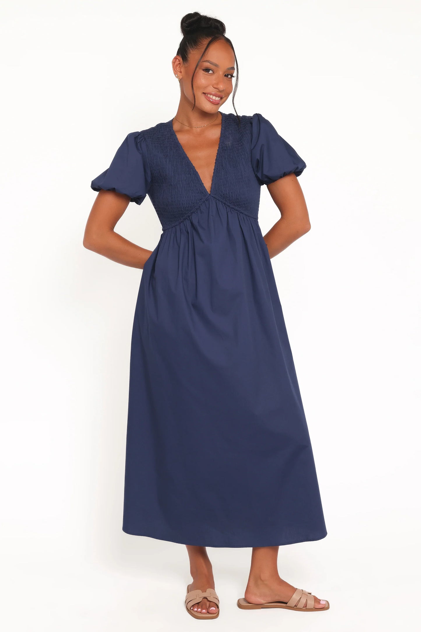 Ilyana Short Sleeve Maxi Dress Navy