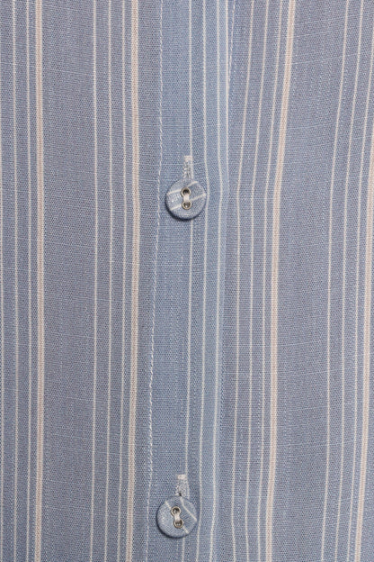 Rixo Button Down Top Blue Stripe