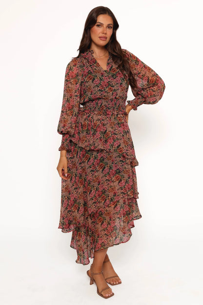 Vivian Midi Dress Rose Black