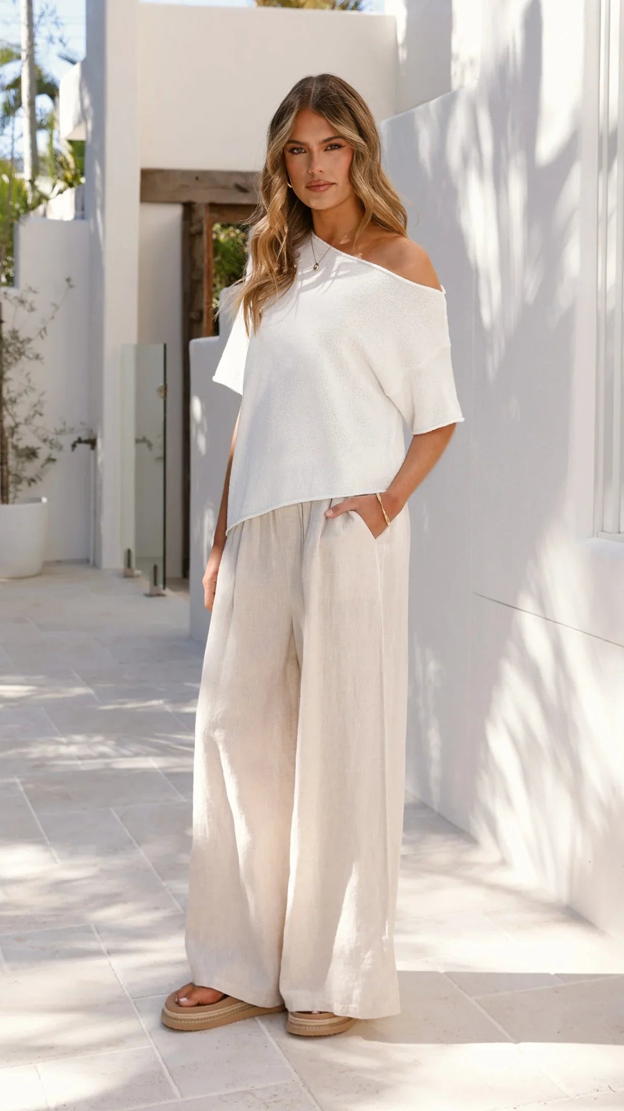 Blair Off Shoulder Tee White