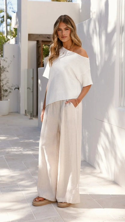 Blair Off Shoulder Tee White