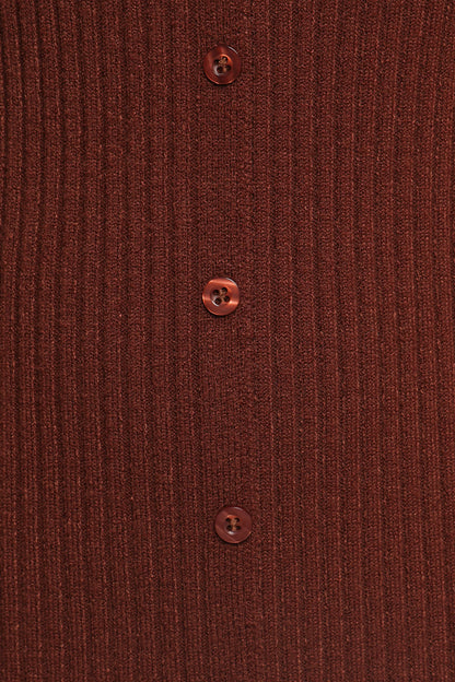 Marshall Button Through Knit Maxi Dress Chocolate