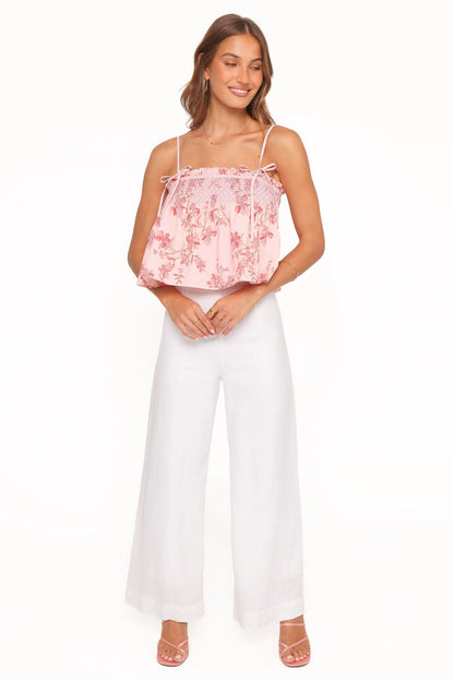 Cosima Baby Doll Top Rose Pink Floral