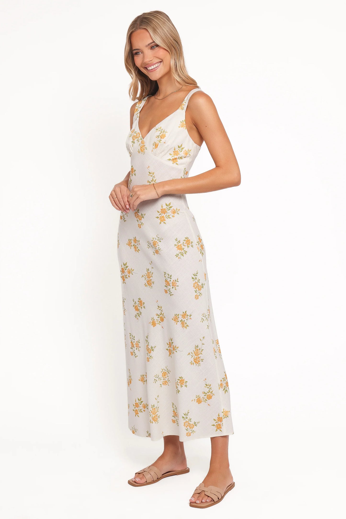 Zinnia Midi Dress Yellow Floral