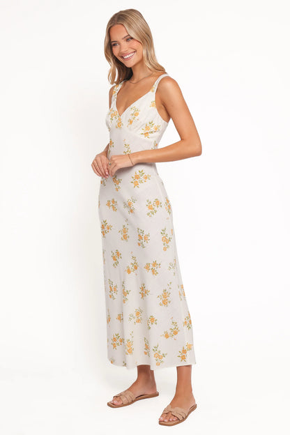 Zinnia Midi Dress Yellow Floral
