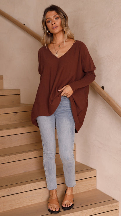 Amalia Knit Top Chocolate