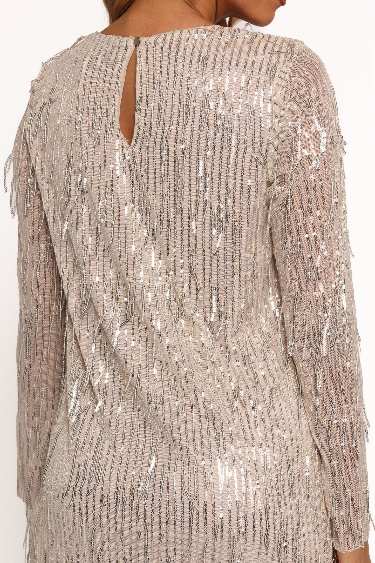 Serena Sequin Mini Dress Nude Silver