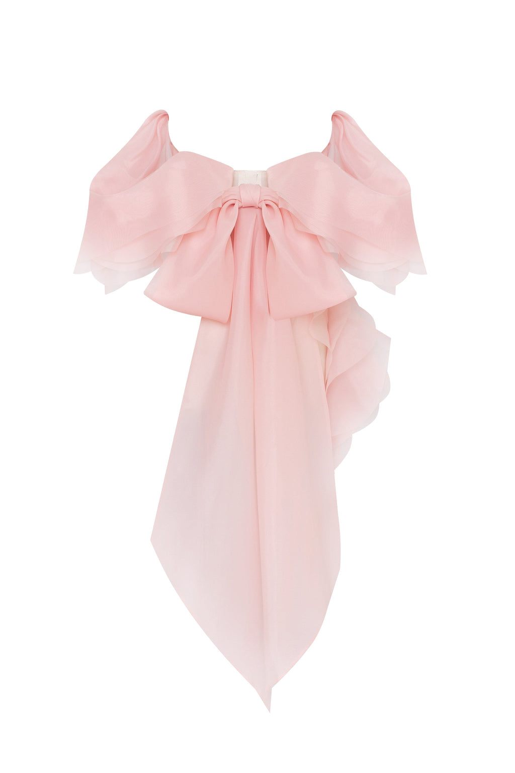 Dreamy off shoulder blouse with meringue flounces in misty rose Midnight Walk
