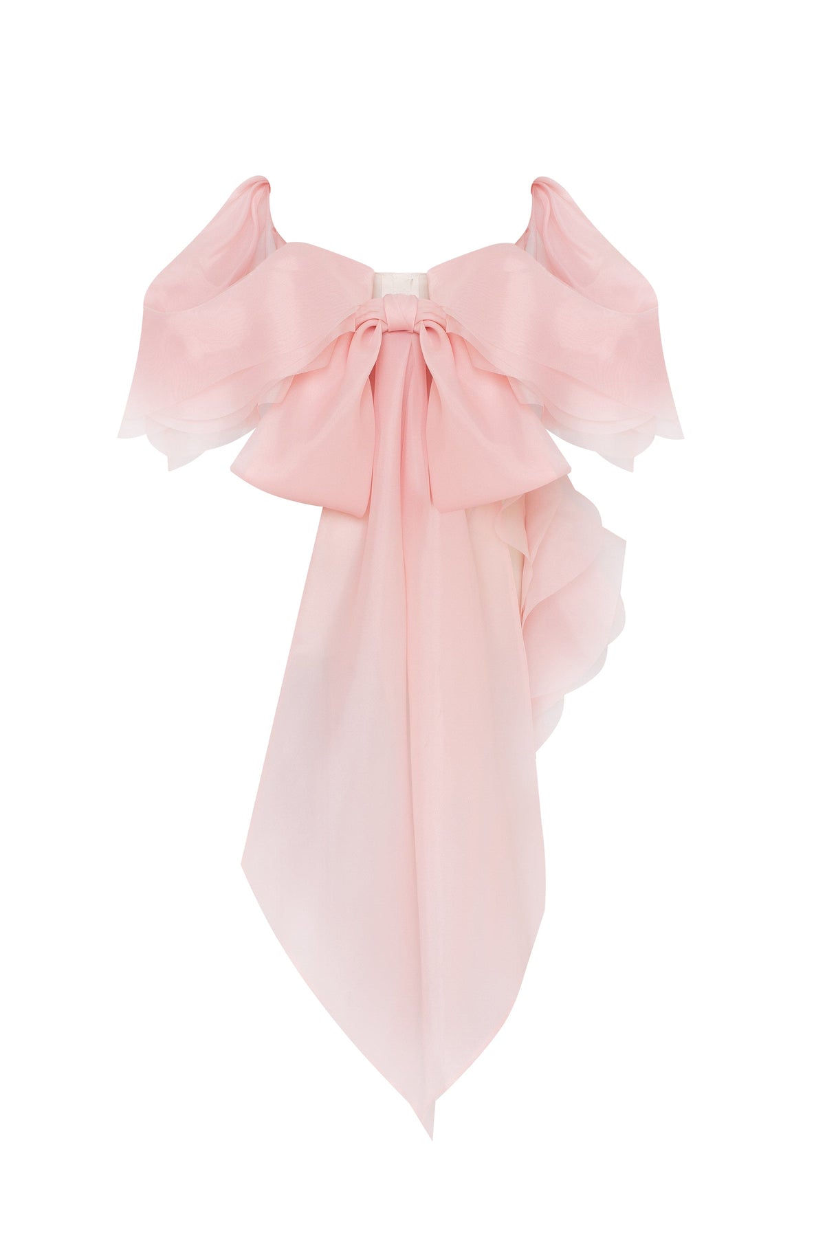 Dreamy off shoulder blouse with meringue flounces in misty rose Midnight Walk