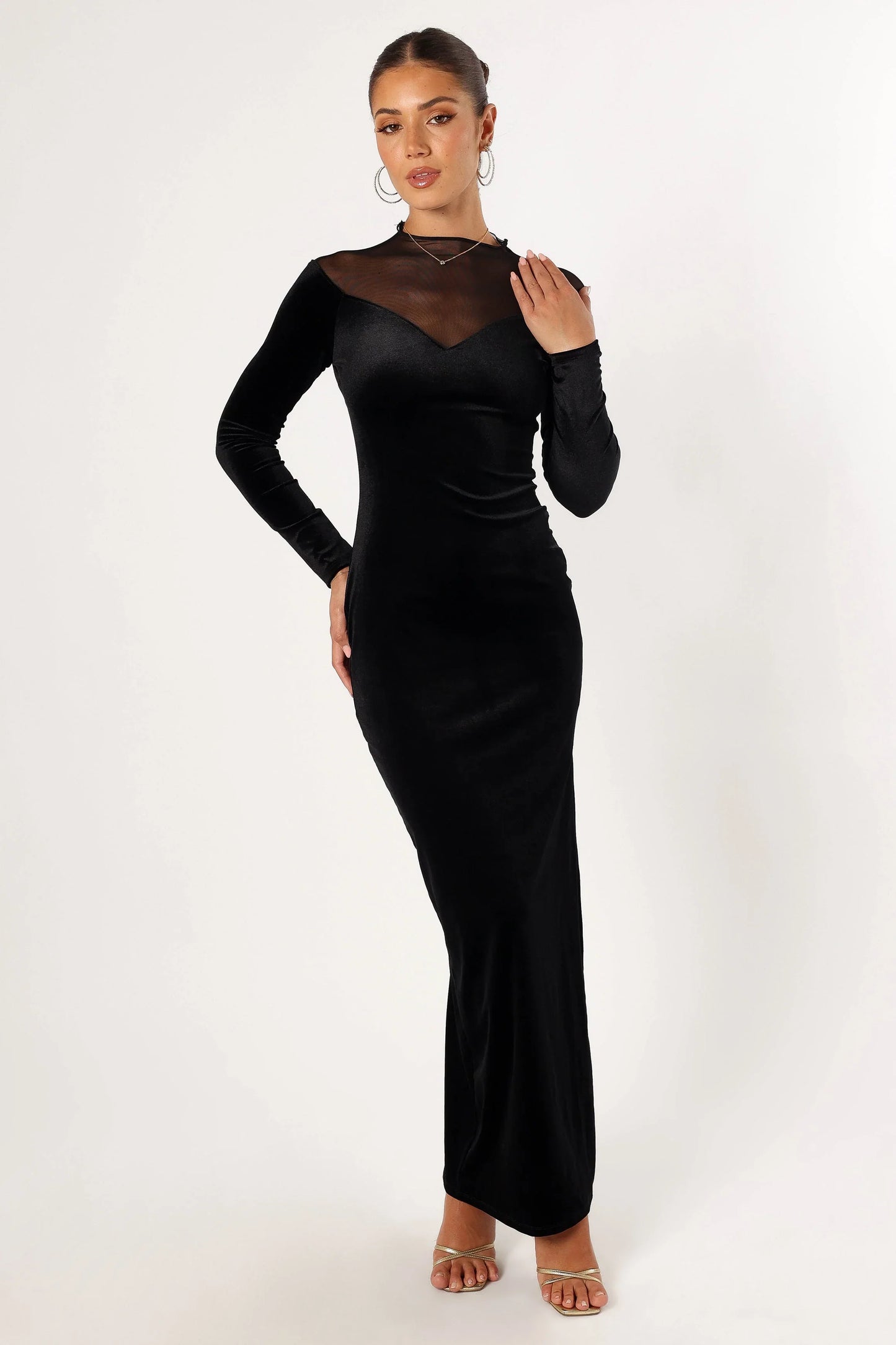 Jessica Long Sleeve Maxi Dress Black