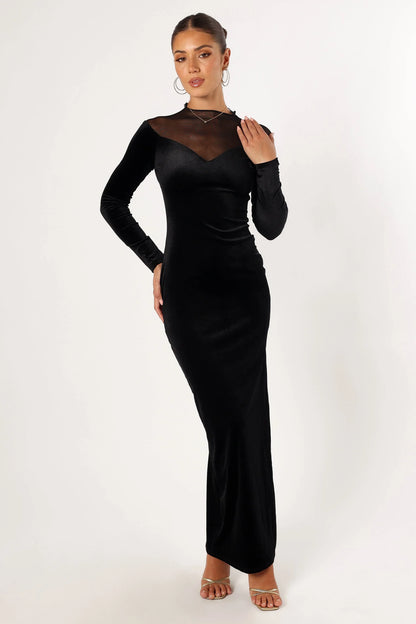 Jessica Long Sleeve Maxi Dress Black